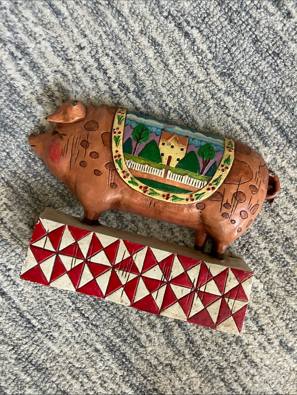Jim Shore Cast Iron Pig Door Stop Country Folk Primitive Vintage